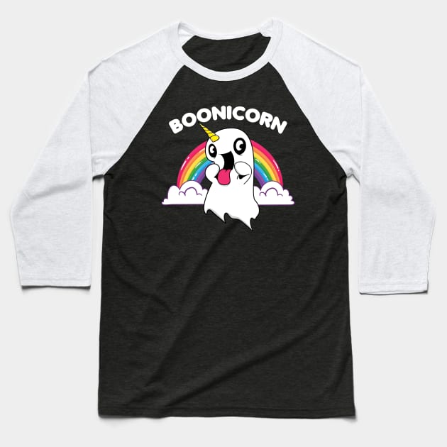 Boonicorn Cute Unicorn Rainbow Ghost Halloween Costume Baseball T-Shirt by HCMGift